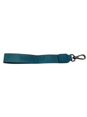 Wrangler Teal Blue Wrist Strap Lanyard With Metal Clip Keychain